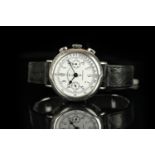 GENTLEMENS EBERHARD & CO 925 SILVER CHRONOGRAPH WRISTWATCH REF. 31008, circular twin register