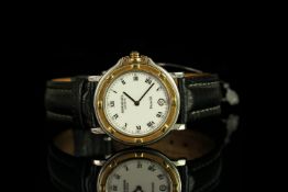 GENTLEMANS RAYMOND WEIL PARSIFAL 9189,round, gold capped bezel, white dial with black hands, date