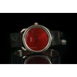 GENTLEMANS 18CT WHITE GOLD HERMES, MODEL AR8.790A,round, blood red maze dial with silver hands, 40mm