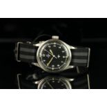 GENTLEMENS OMEGA MILITARY 'CROWS FOOT' 53 WRISTWATCH, circular black tritium dial with white