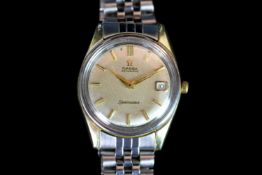 GENTLEMENS OMEGA SEAMASTER WRISTWATCH, circular silver dial with hour markers, date at 3 0'clock,