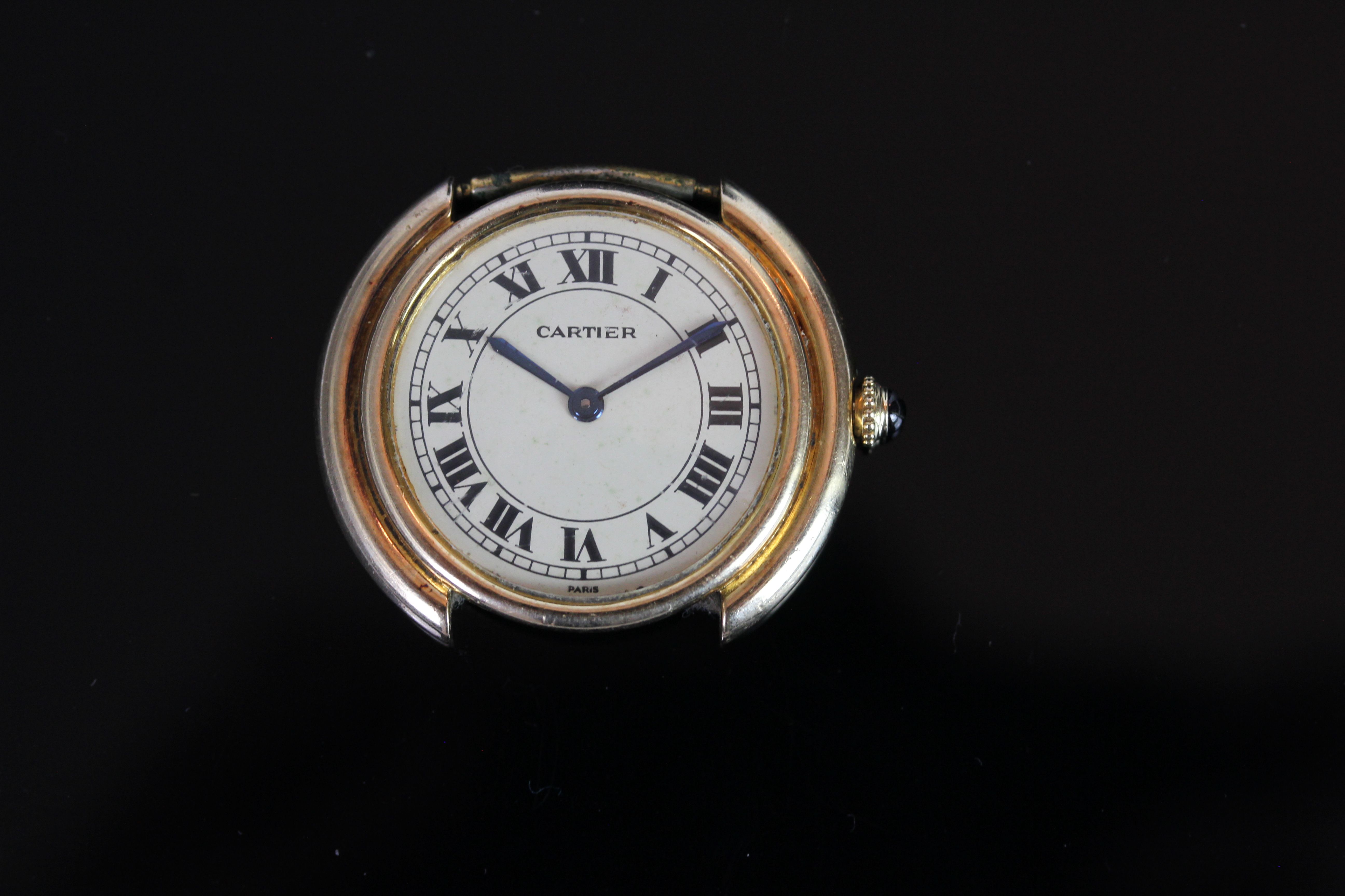 GENTLEMANS 18K VINTAGE CARTIER HEAD ONLY, L780901332,round, off white dial with black hands, black