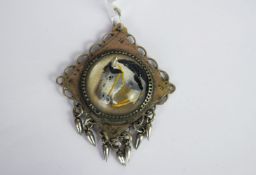 Large Essex Crystal Horse pendant, large 3cm Essex crystal of a horse with bridal, mounted in