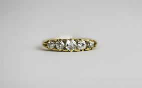 5 stone Diamond ring, set with 5 graduated round brilliant cut diamonds estimated total 0.75ct,