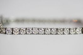 Diamond line bracelet, set with 48 round brilliant cut diamonds totalling approximately 9.25ct, 4