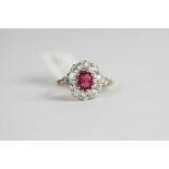 Pink Burma Sapphire & Diamond ring, set with 1 oval cut pink burma sapphire approximately 0.76ct,