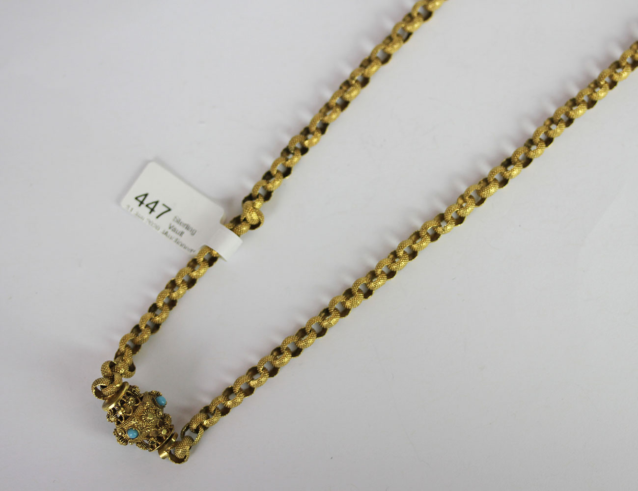 Georgian guard chain, belcher link chai, 4.7mm textured bead links, matching clasp set with - Image 2 of 3