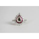Rose cut Diamond & Ruby ring, set with 1 rose cut diamond totalling approximately 0.56ct, surrounded