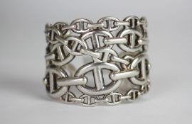Vintage Rare Hermes Chaine de Ancre Silver Bangle, in the design of five chaine dâancre bracelets,