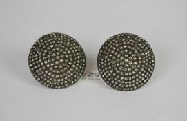Diamond circular panel earrings, silver and gold set, 2.6cm diameter, poster and hook fitting