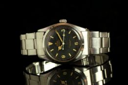 GENTLEMENS ROLEX OYSTER PERPETUAL EXPLORER WRISTWATCH REF. 6610, circular black matt gilt dial