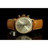 GENTLEMENS BREITLING TOP TIME CHRONOGRAPH WRISTWATCH, circular silver twin register dial with gold