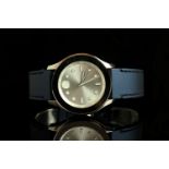 GENTLEMENS MOVADO WRISTWATCH, circular silver dial with white dot hour markers and hands, 38mm