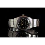 GENTLEMENS ROLEX OYSTER PERPETUAL EXPLORER WRISTWATCH REF. 1016, circular black gloss gilt dial with