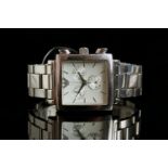 GENTLEMANS ARMANI CHRONOGRAPH, MODEL AR 5316,square, silver dial with dart silver hands, silver