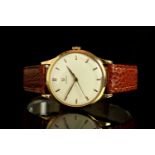 GENTLEMENS OMEGA OVERSIZE 18CT GOLD WRISTWATCH, circular off white dial with gold hour markers, gold