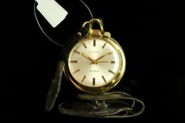 VINTAGE BUREN ALARM TRAVEL CLOCK, circular silver dial with gold hour marker and hands, 42mm gold