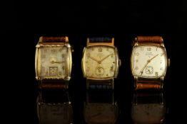 GROUP OF 3 ELGIN WATCHES, elgin de luxe is gold filled, other two are gold plated, de luxe is