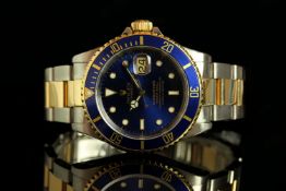 GENTLEMENS ROLEX OYSTER PERPETUAL DATE SUBMARINER BI METAL WRISTWATCH REF. 16613,CIRCA 1999,