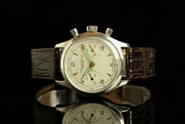 GENTLEMANS VINTAGE BAUME & MERCIER CHRONOGRAPH 1922 CIRCA 1950s, round, white dial with gold