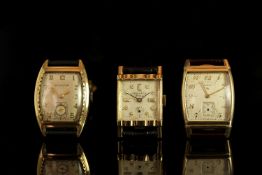 GROUP OF 3 WATCHES INCL. BULOVA MONARCH ELGIN, all three watches are gold plated with stainless