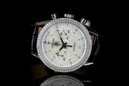 LADIES TAG HEUER DIAMOND BEZEL CARRERA WRISTWATCH, circular mother of pearl dial with hour