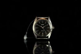 GENTLEMENS ROLEX OYSTER PRECISION WRISTWATCH REF. 6424, circlar black spotted dial with silver alpha