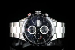 GENTLEMENS TAG HEUER CARRERA CHRONOGRAPH WRISTWATCH REF. CV2A10-1, circular triple register black