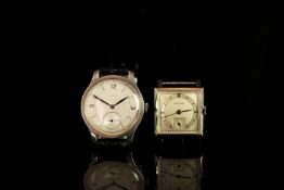 PAIR OF LONGINES WRISTWATCHES, longines circular silver sector dial with arabic numerals and gun