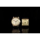 PAIR OF LONGINES WRISTWATCHES, longines circular silver sector dial with arabic numerals and gun