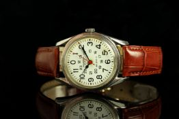 GENTLEMANS RARE RAIL ROAD UNIVERSAL GENEVE CHRONOMETRE WATCH CIRCA 1960s,unique rail road dial