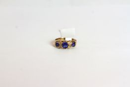 9CT BLUE STONE AND DIAMOND RING, hallmarked, total weight 1.5gms, ring size K.