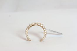 Edwardian old cut diamond crescent brooch, graduating old cut diamonds, estimated total diamond