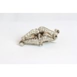 Art Deco Diamond Spray brooch, mounted with brilliant and transitional cut and baguette cut