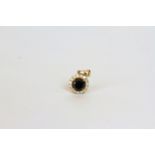 14K YELLOW GOLD BLACK DIAMOND AND WHITE DIAMOND PENDANT, centre stone 1.37ct natural black