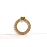 Vintage gold work pendant, circular mount with wire work detail 38mm , tested as 14ct, circa 1930s