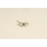 3.48ct Emerald Cut Diamond ring, central rectangular cut stone estimated weight 2.08ct (9.24x5.