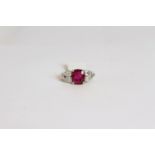 Burma Ruby and Diamond ring, set with 1 burma ruby (not heat treated) approximately 2.45ct, diamonds