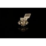 18CT DIAMOND CLUSTER RING,CENTRE STONE ESTIMATED AS 1.92CT ,stamped 750, total weight 5.37 gms, ring