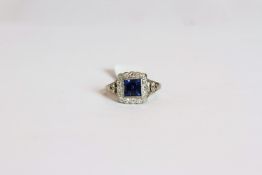 Early 20th Century Sapphire and Diamond ring, set with a sapphire approximately 1.22ct, surrounded