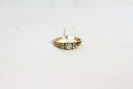 9CT SINGLE STONE DIAMOND RING WITH DIAMOND SET SHOULDERS, TOTAL WEIGHT 0.25CT,hallmarked, stamped