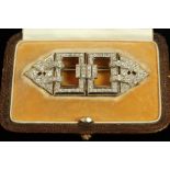 Art Deco diamond brooch, rectangular form with with old and transitional cut diamonds, to be worn as