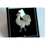Diamond set rooster brooch, approximate total diamond weight 6.00ct, approximate height 4.5cm,