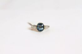 Sapphire and Diamond ring, set with 1 sapphire approximately 2.16ct, a diamond set either side