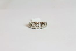 Tiffany & Co Diamond ring, set with 20 diamonds, basket weave style, stamped 18ct white gold T &