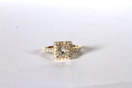 Princess cut diamond cluster ring, set with 1 princess cut diamond totalling approximately 1.01ct,