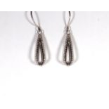 18CT WHITE GOLD DIAMOND DROP BOMBE EARRINGS SET WITH AN ESTIMATED 1.00CT TOTAL STONES,dimensions