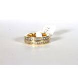 18CT TWO ROW ET RING,ESTIMATED AS 1.25CT TOTAL, total weight 9.93gs, hallmarked, ring size K 1/2.