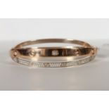 18CT WHITE AND YELLOW GOLD CARTIER LOVE BANGLE , yellow band set with 6 brilliant cut diamonds,