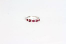 Ruby and Diamond ring, set with 5 round cut rubies totalling approximately 1.09ct